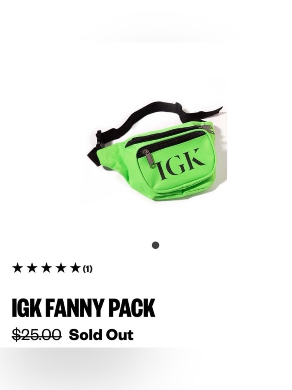 IGK Neon Green Belt Bag with Black Strap